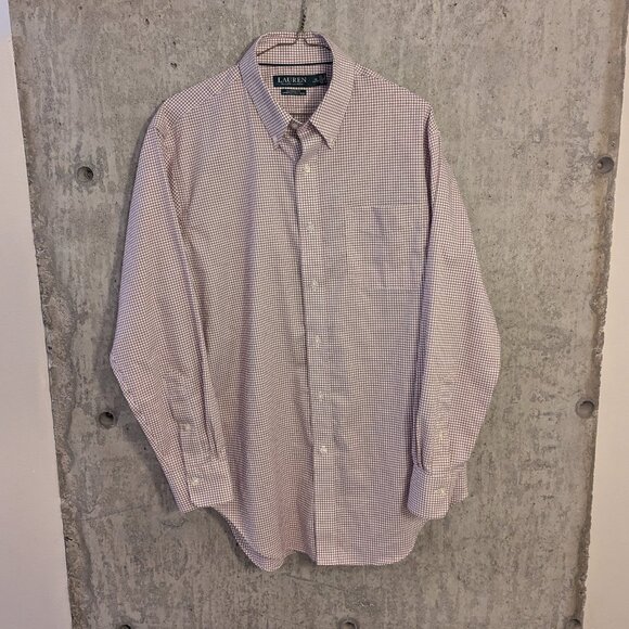 Ralph Lauren LRL Mens 16-32/33 Red White Check Button-Down Dress Shirt Classic - Picture 1 of 10